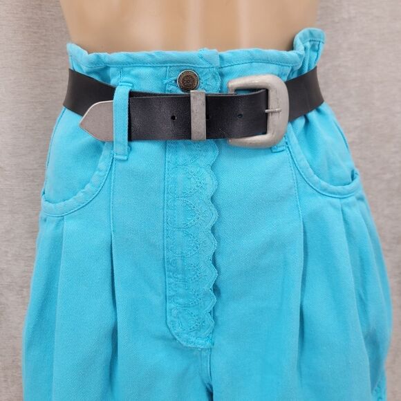 Paris Sport Club Vintage Denim Turquoise  Crop Top and High Waisted Shorts Set - Picture 7 of 16